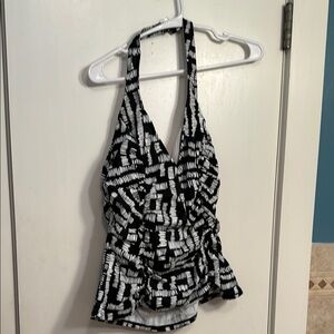 Caribbean Joe Black and White Halter Top